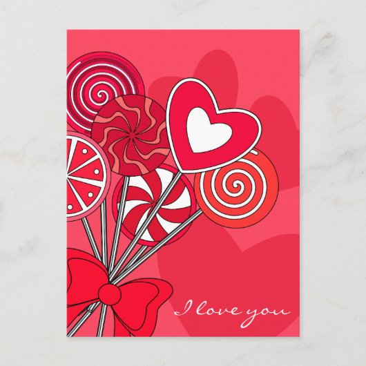 赤い棒つきキャンデー ポストカード (正面)