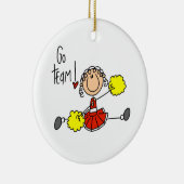 赤い棒の姿のチアリーダーのTシャツおよびギフト セラミックオーナメント (右)