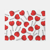 赤い棒付きキャンディ、ハートの棒付きキャンディ、棒付きキャンディ柄 ドアマット (正面)