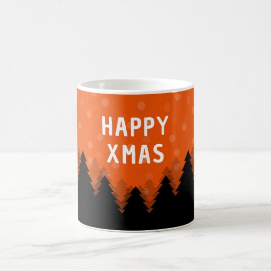 赤い森と木々と雪のハッピークリスマスマグ コーヒーマグカップ (中央)