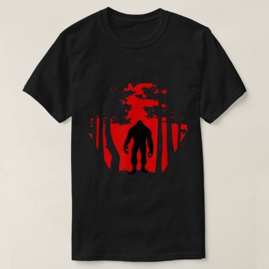 赤い森のビッグフットのシルエット Tシャツ (デザイン正面)