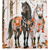 赤い森の中の馬 シャワーカーテン (正面)