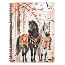 赤い森の中の馬