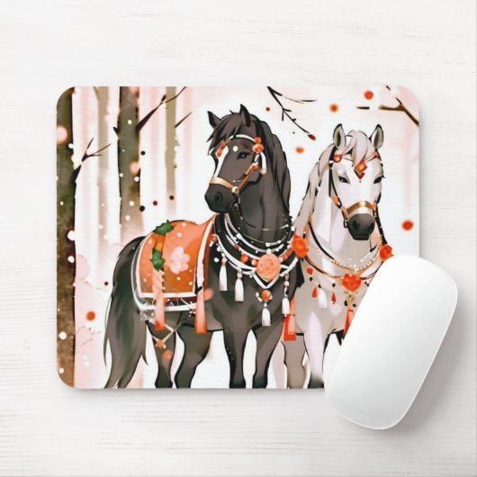 赤い森の中の馬 マウスパッド (マウス)