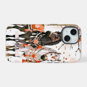 赤い森の馬 カスタムネーム iPhone 15ケース (裏面横)
