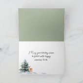 赤い椅子に水の色のクリスマス雪だるま シーズンカード (内部)