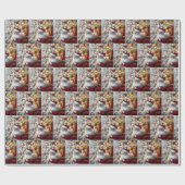 赤い椅子に飾ったクリスマスラグドールヴィンテージ ラッピングペーパー (フラット)