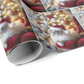 赤い椅子に飾ったクリスマスラグドールヴィンテージ ラッピングペーパー (ロールコーナー)