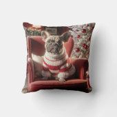 赤い椅子のクリスマスフレンチブルドッグ クッション (裏面)