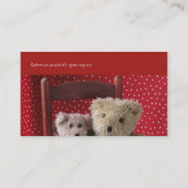 赤い椅子のベビーシッターに2頭のテディベア 名刺 (裏面)