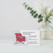 赤い椅子の~のレトロのスタイルの名刺のスパニエル犬 名刺 (スタンド正面)