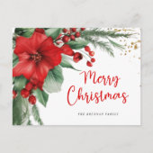 赤い植物性メリークリスマス シーズンポストカード (正面)
