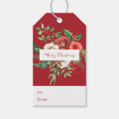 赤い植物画のクリスマスギフトタグ ギフトタグ (正面)