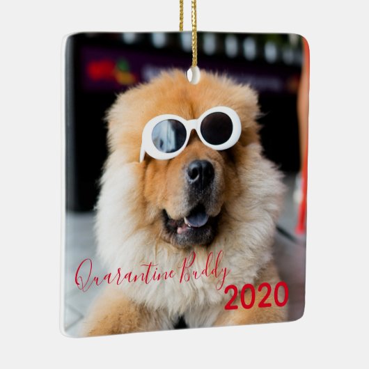 赤い検疫相棒ポーズマス·ドメリーッグ·クリスマス セラミックオーナメント (右)