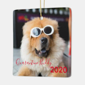 赤い検疫相棒ポーズマス·ドメリーッグ·クリスマス セラミックオーナメント (左)