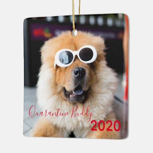 赤い検疫相棒ポーズマス·ドメリーッグ·クリスマス セラミックオーナメント (左)