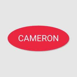 赤い楕円形の形状の名前タグバッジピンまたは磁気 名札