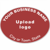 赤い楕円形ビニールのビジネスの場所 シール (正面)