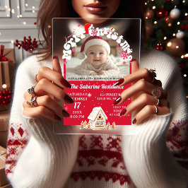 赤い楽しいクリスマス グラフィティ パーティーの写真,  アクリル招待状