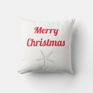 赤い楽しいクリスマス 白いヒトデ かわいいギフト アウトドアクッション