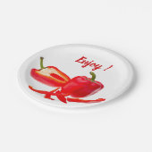 赤い楽しむ唐辛子の新鮮な写真と文字 ペーパープレート (アングル)