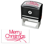 赤い様式化メリークリスマスと波線 セルフインキングスタンプ (インサイチュ)