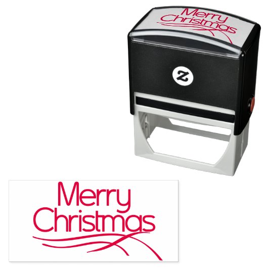 赤い様式化メリークリスマスと波線 セルフインキングスタンプ (インサイチュ)
