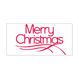 赤い様式化メリークリスマスと波線 セルフインキングスタンプ