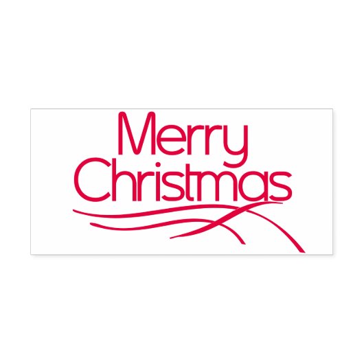 赤い様式化メリークリスマスと波線 セルフインキングスタンプ (デザイン)