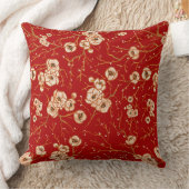 赤い模様の小さな花 クッション (ブランケット)