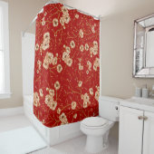 赤い模様の小さな花 シャワーカーテン (インサイチュ)