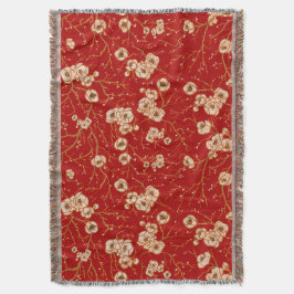 赤い模様の小さな花 スローブランケット