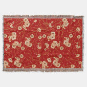 赤い模様の小さな花 スローブランケット (正面)