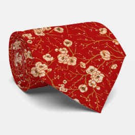 赤い模様の小さな花 ネクタイ