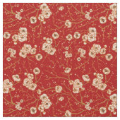 赤い模様の小さな花 ファブリック (クローズアップ)