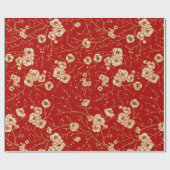 赤い模様の小さな花 ラッピングペーパー (フラット)