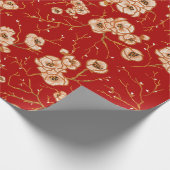 赤い模様の小さな花 ラッピングペーパー (角)