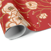 赤い模様の小さな花 ラッピングペーパー (ロールコーナー)