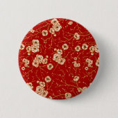 赤い模様の小さな花 缶バッジ (正面)