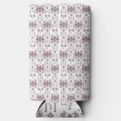 赤い模様の白い背景 スリム缶クーラー (正面)