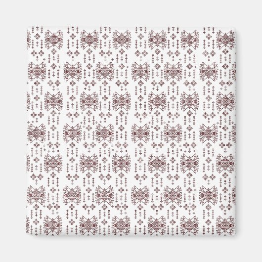 赤い模様の白い背景 マグネット (正面)