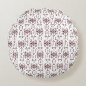 赤い模様の白い背景 ラウンドクッション (正面)