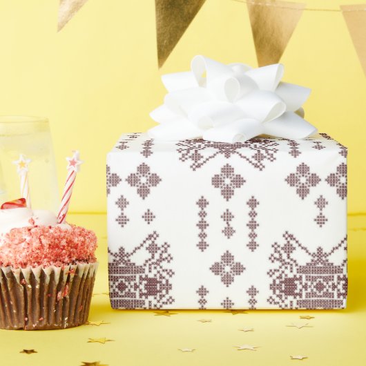 赤い模様の白い背景 ラッピングペーパー (誕生日パーティー)