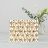 赤い模様の白い背景 箔シーズンポストカード (立ち正面)