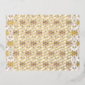 赤い模様の白い背景 箔シーズンポストカード (正面)