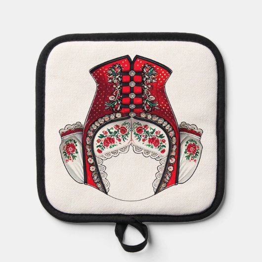 赤い横向きトップ 鍋敷き (正面)