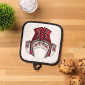 赤い横向きトップ 鍋敷き (トップダウン)