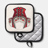 赤い横向きトップ 鍋敷き (正面/裏面)