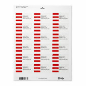 赤い横向き名門私立校風の横向きストライプの名モノグラム ラベル (フルシート)