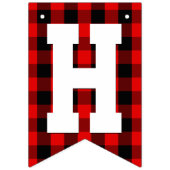 赤い樵の格子縞くまのハッピーバースデーのパーティー バンティングフラッグ (第2の旗)